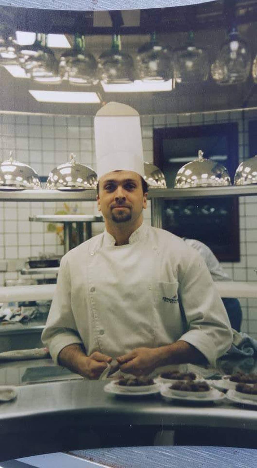 Brian Ferguson in chef whites in a Michelin-rated kitchen